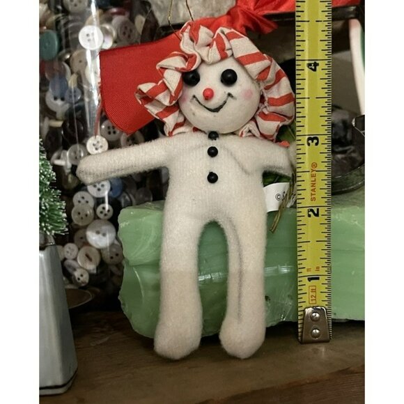 Snowmen Christmas Ornament Foam Balls Vintage Holiday Decor W Bonnet - Picture 3 of 7